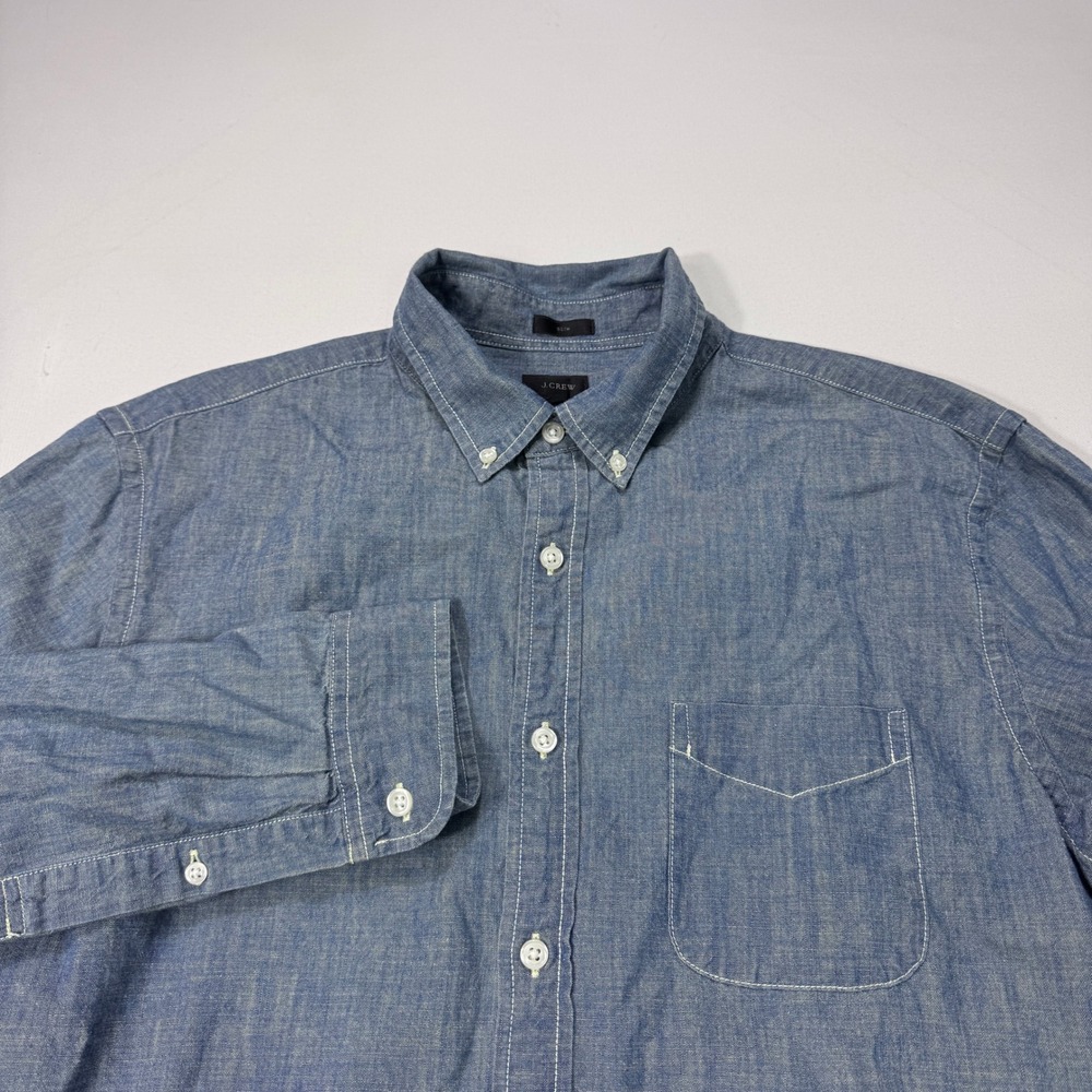 J.Crew Mens Large Slim Fit Chambray Button Down Shirt Long Sleeve Western Work